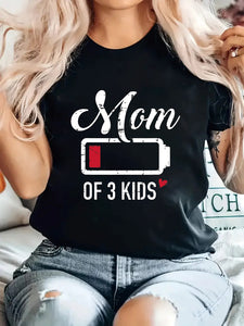 Battery Strip "Mom of 3" Women's T-Shirt - Fashionable Summer Gift