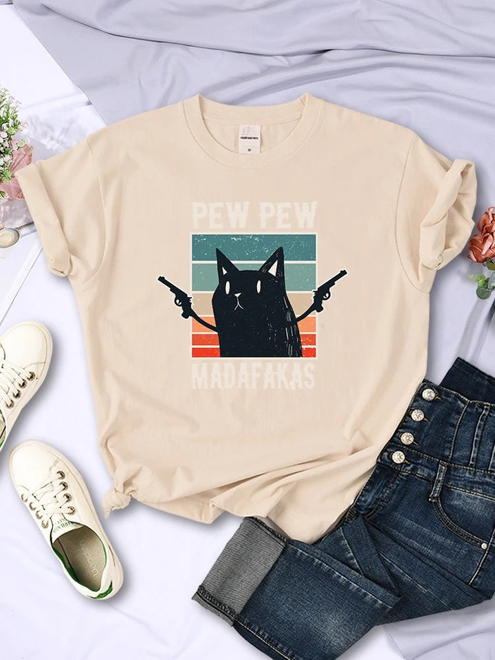 "Pew Pew Madafakas" Funny Print Unisex T-Shirt - Hip Hop Vintage Tee for Casual Tops
