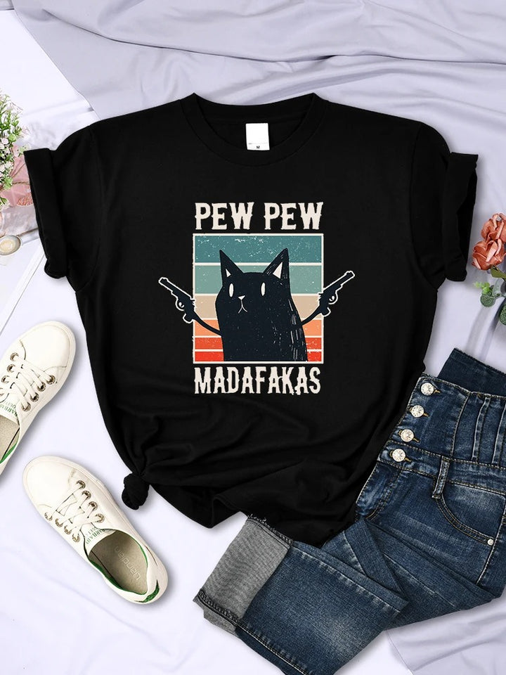 "Pew Pew Madafakas" Funny Print Unisex T-Shirt - Hip Hop Vintage Tee for Casual Tops