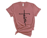 "Faith" Shirt - Christian Cross Tee, Love & Grace Design, Vertical Cross, Perfect Gift for Faith & Jesus Followers.