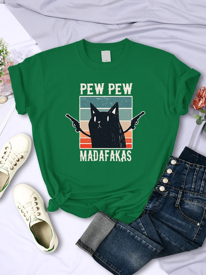 "Pew Pew Madafakas" Funny Print Unisex T-Shirt - Hip Hop Vintage Tee for Casual Tops