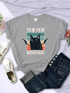 "Pew Pew Madafakas" Funny Print Unisex T-Shirt - Hip Hop Vintage Tee for Casual Tops
