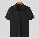 Lapel Short Sleeve Men's Shirt - Solid Color Streetwear for Casual Fitness. Korean Style.