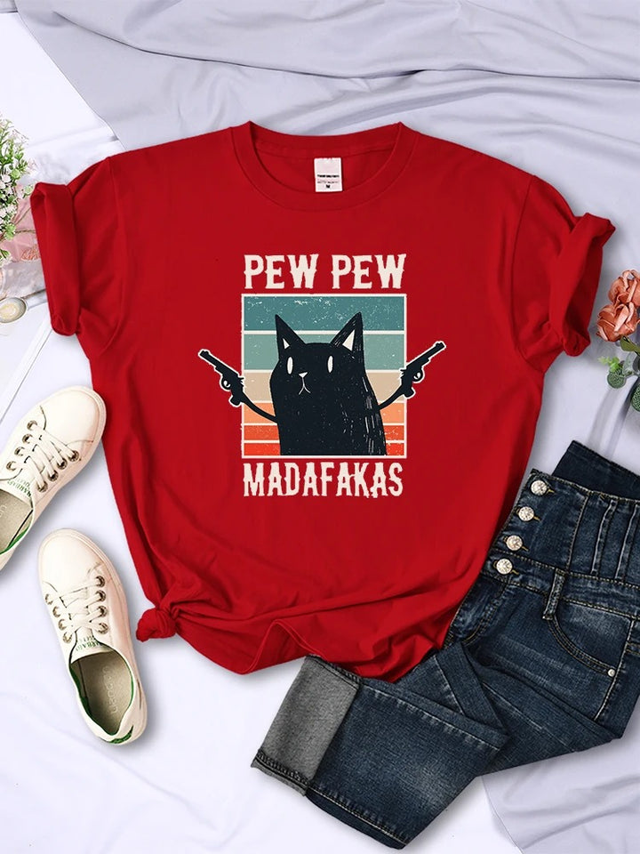 "Pew Pew Madafakas" Funny Print Unisex T-Shirt - Hip Hop Vintage Tee for Casual Tops