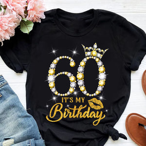 It's My 60th Birthday Shirt, Personalized Mom Shirt, 60th Birthday Gifts Birthday Gold Diamond Shirt For Women, Birthday Party Gift For Mom