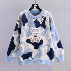 2022 New Women's Bear Sweater - Warm, Oversized Pullover with Colorful Beading