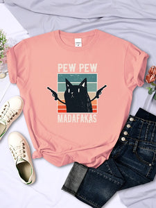 "Pew Pew Madafakas" Funny Print Unisex T-Shirt - Hip Hop Vintage Tee for Casual Tops