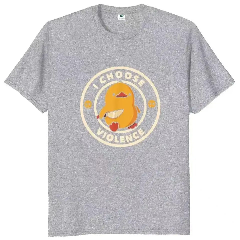 I Choose Violence T Shirt Funny Duck Humor Slogan Streetwear Oversized Casual 100% Cotton O-neck