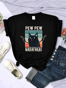 "Pew Pew Madafakas" Funny Print Unisex T-Shirt - Hip Hop Vintage Tee for Casual Tops