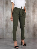 BornToGirl Casual Slim Chiffon Thin Pants - High Waist for Women. Black, Khaki, Green.