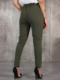 BornToGirl Casual Slim Chiffon Thin Pants - High Waist for Women. Black, Khaki, Green.