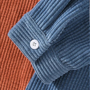 Casual Corduroy Patchwork Men's Shirt - Lapel, Long Sleeve, Button Down. Streetwear Luxury