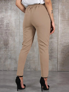 BornToGirl Casual Slim Chiffon Thin Pants - High Waist for Women. Black, Khaki, Green.
